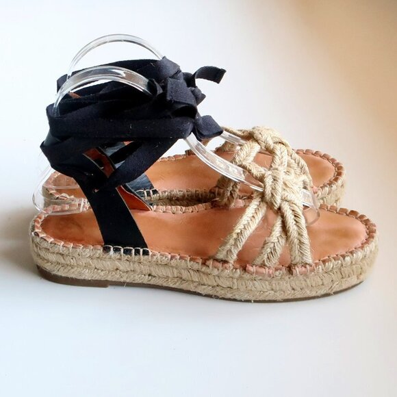Madewell The Gwen Flat Platform Espadrille Ankle Tie Lace Up Jute Sandals 7.5 - Picture 3 of 16